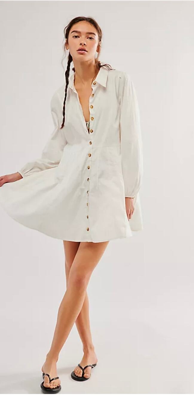 Free people Marvelous Mia Mini Long Sleeve Button Pockets (New)